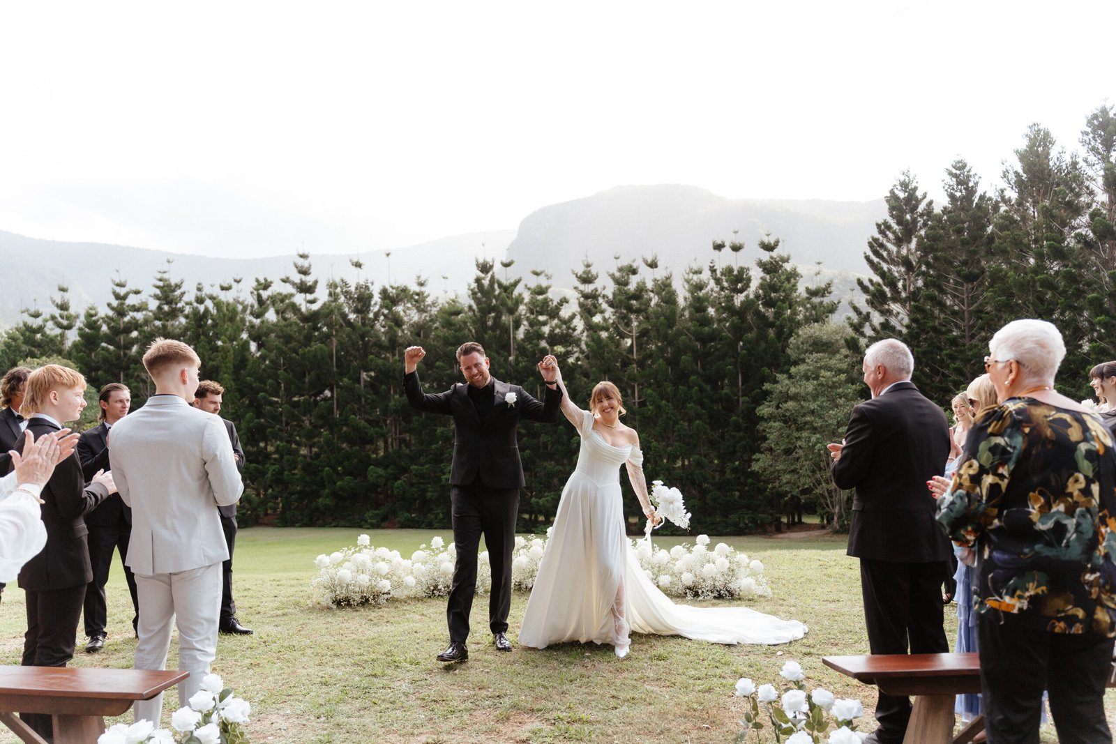 Couple celebrating after their Gold Coast wedding ceremony